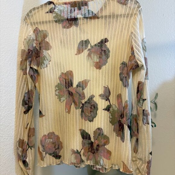 Floral Sheer Long Sleeve Top – Rachel Roy, Size Medium - Picture 4 of 4